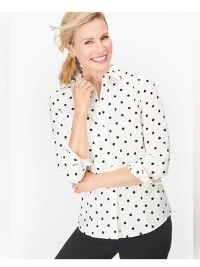 NWT TALBOTS PERFECT SHIRT - POLKA DOT No Iron Classic Preppy size 18W